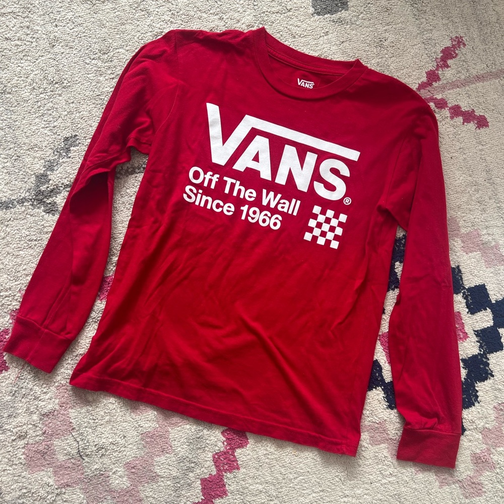 Vans Boys Red Long Sleeve T Shirt Size Small